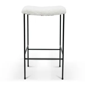 65cm Bar Stool - White Synthetic Wool