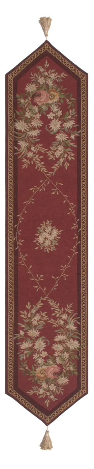 Aubusson Red French Tapestry Table Runner