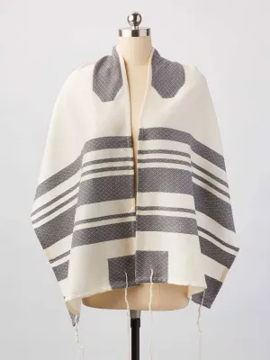 Gray Stripes Traditional Woven Tallit by Sara Resnik