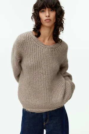 H&M knitted wool and mohair sweater, gray