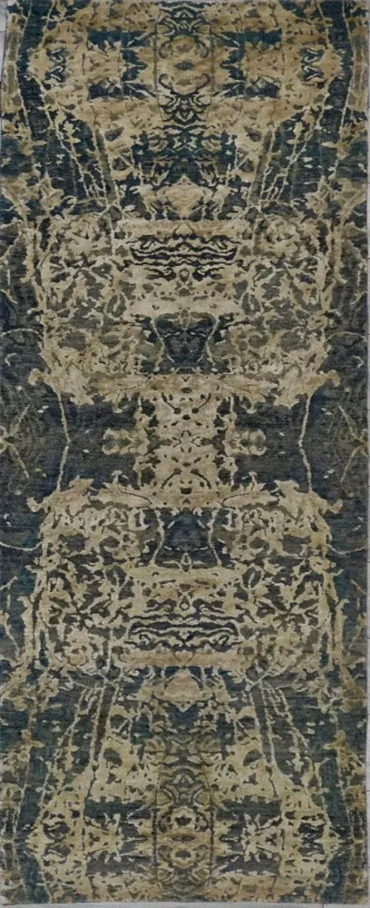 India Modern Hand Knotted Wool & Silk 3x8