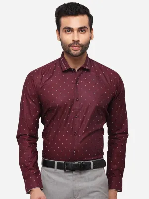 Maroon Printed Slim Fit Party Wear Shirt | JB Studio