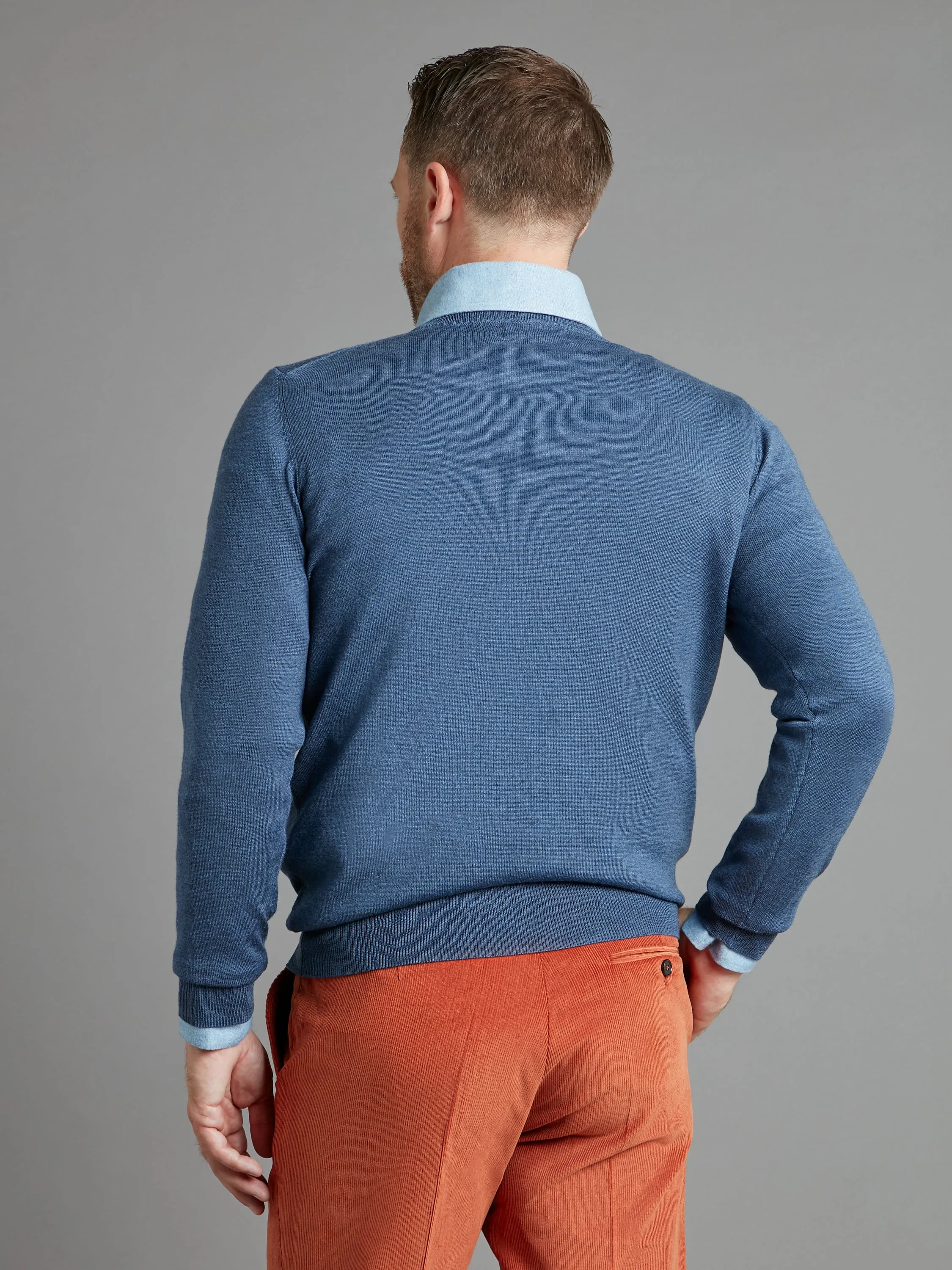 Merino Crew Neck Sweater - Denim