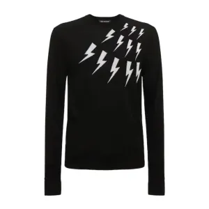 Neil Barrett Black Fair Isle Thunderbolt Sweater