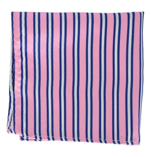 Pink and Navy Striped Pocket Square