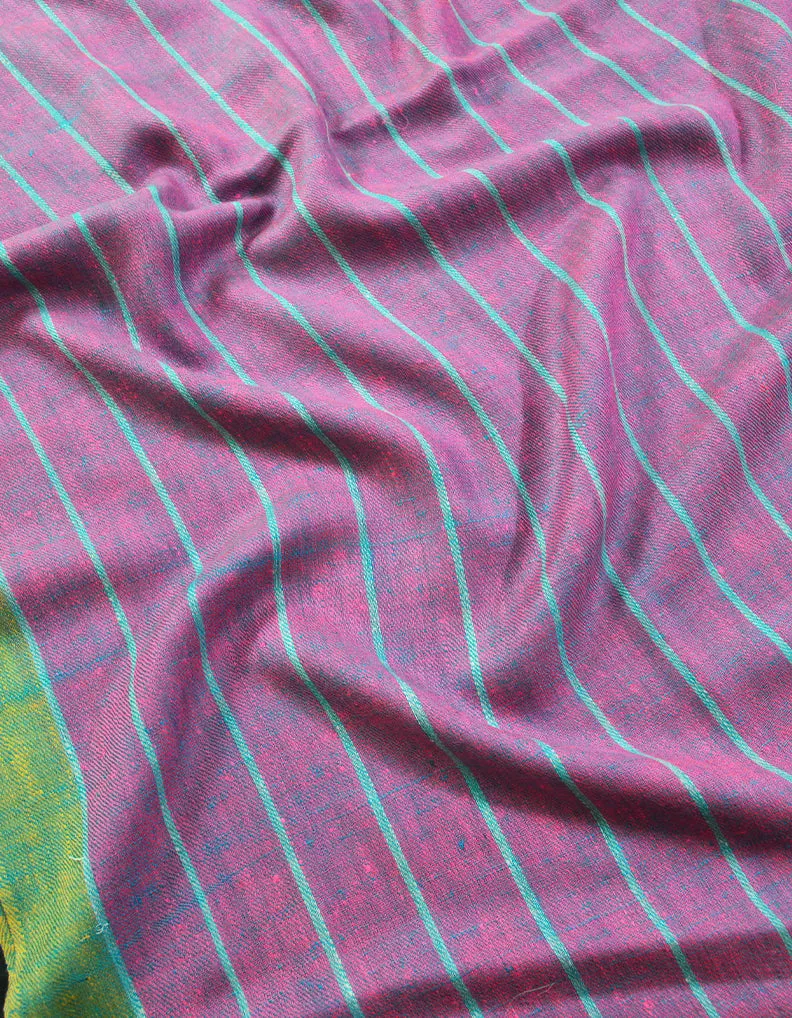 Purple and sky blue Striped Pashmina Shawl 7222