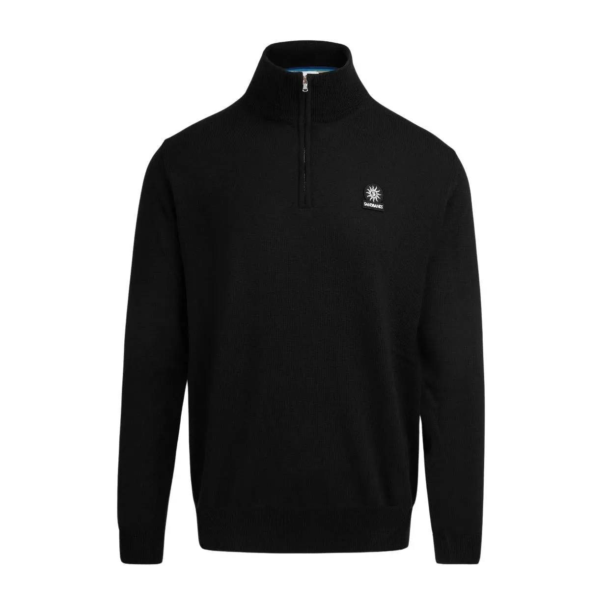 Sandbanks Merino Wool Half Zip Black Sweater