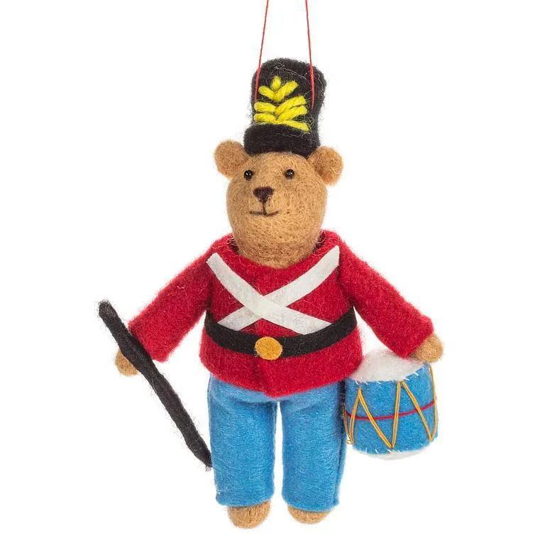 Soldier Bear with Drum Felt Ornament