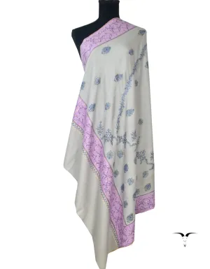 Sozni Pashmina Shawl White & Violet 5172