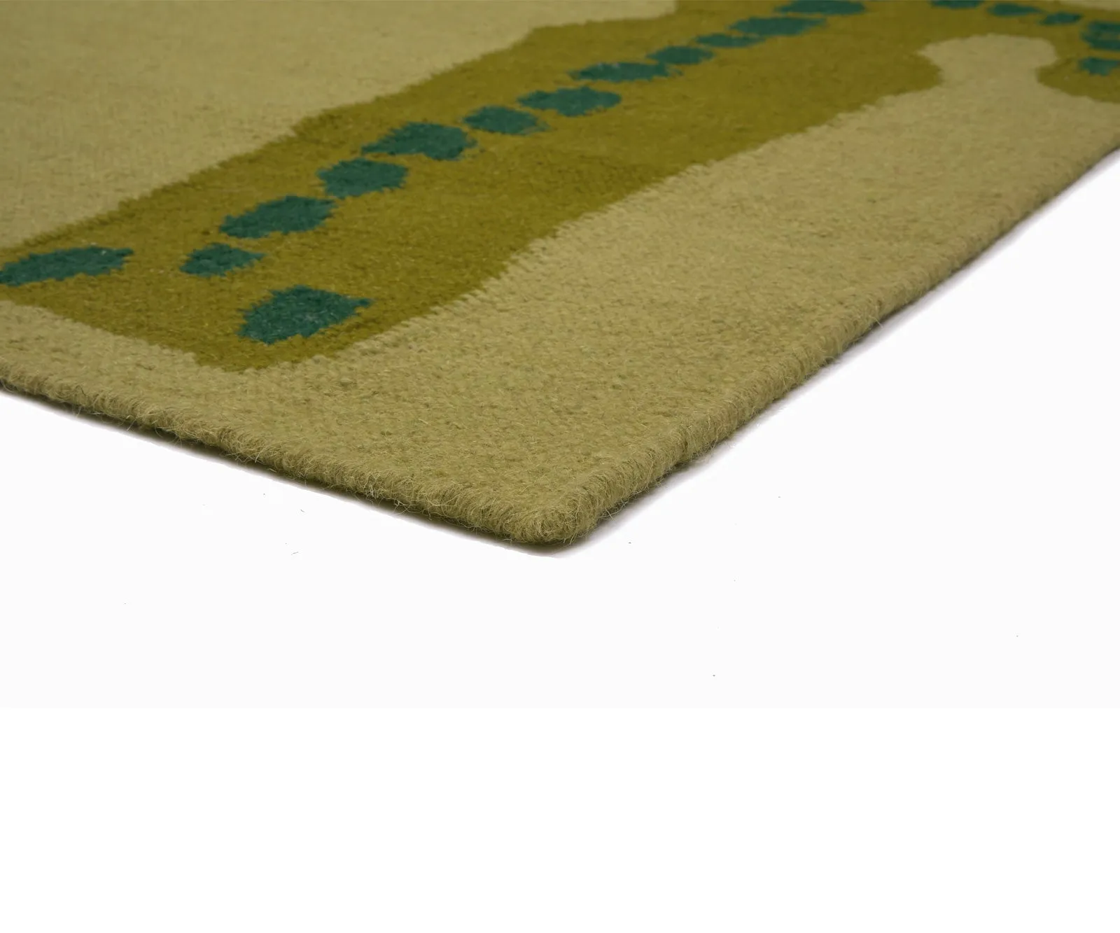 Wool Flat Weave Crocodile Runner - Avocado